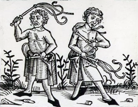 Disciplinantes en un grabado del siglo XV